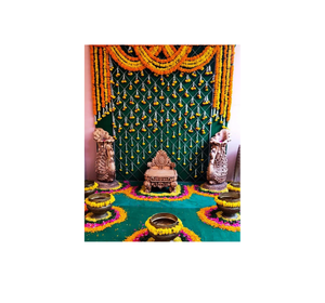 Traditional Marigold Floral Wedding Stage Backdrop