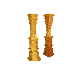 Royal Gold Carved Temple Pillar Set