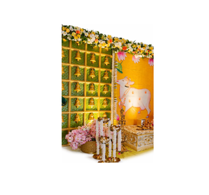 Traditional Brass Bell Pooja Backdrop Panel