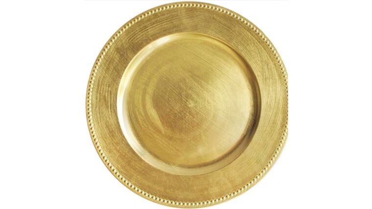 CHARGER- GOLD WITH DOTTED EDGE RESIN