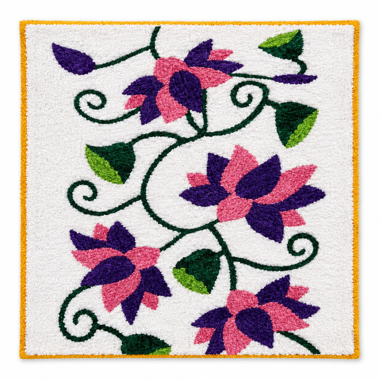 White Floral Rangoli Mat