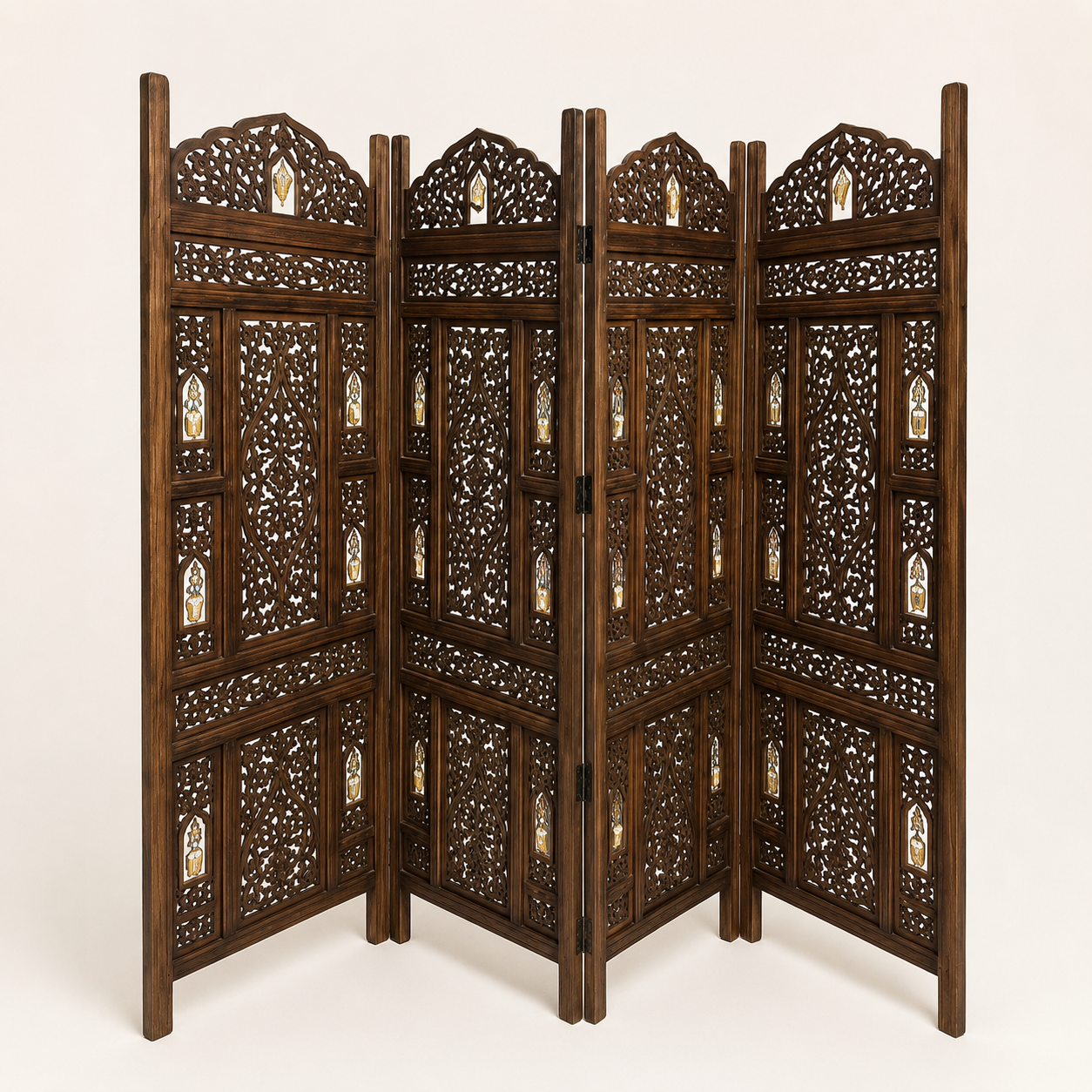 ETHNIC WOODEN FOLDING SCREEN