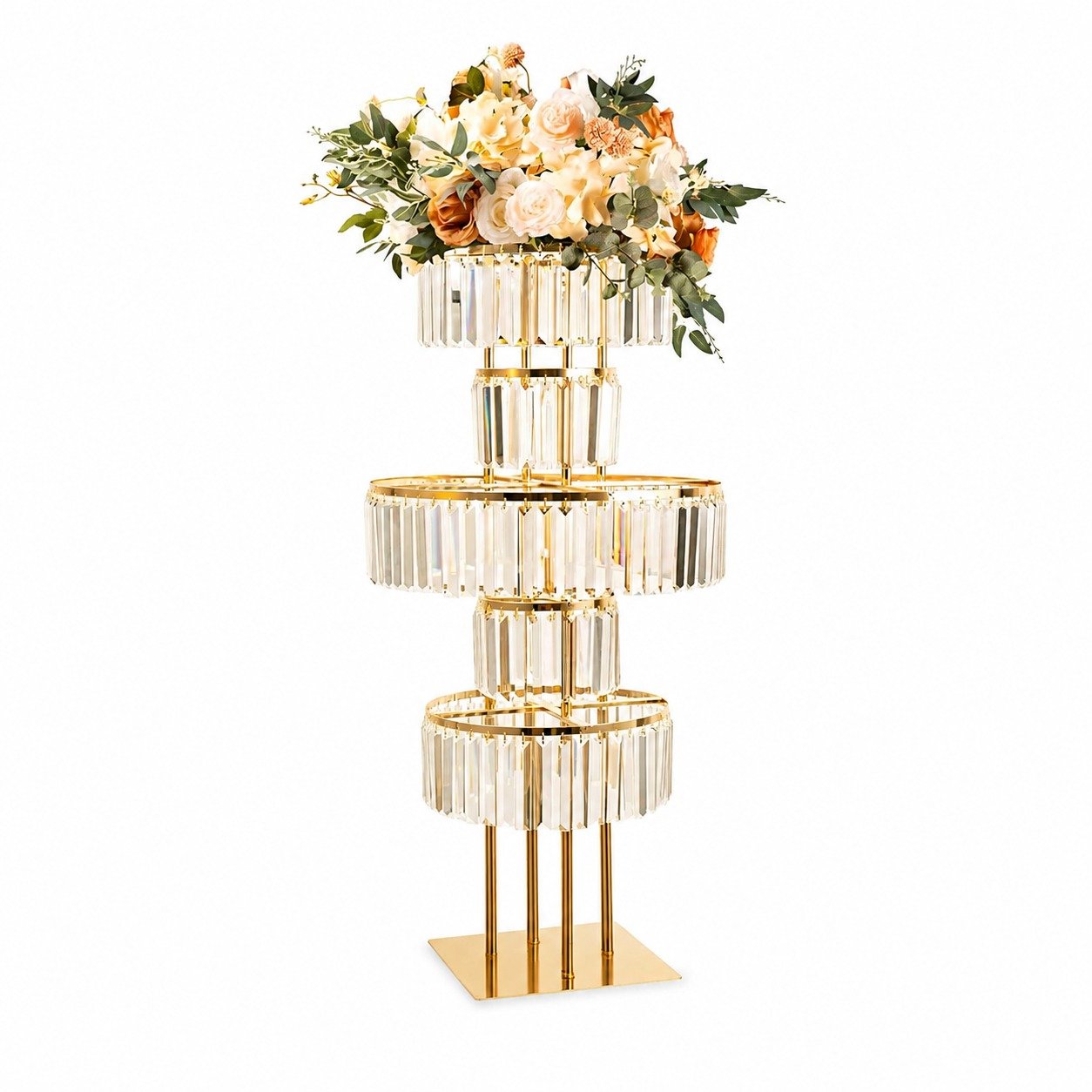 Gold Crystal Floral Centerpiece Stand