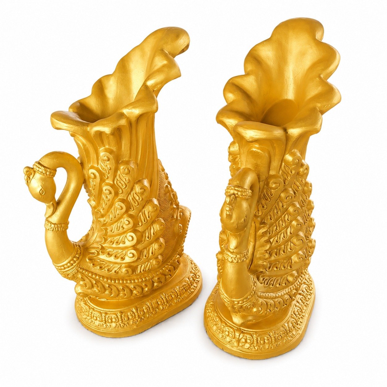 Gold Swan Decorative Vase Pair