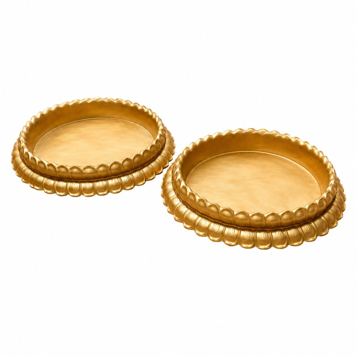 Gold Beaded Round Decorative Urli Tray Set
