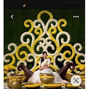 Haldi Floral Peacock Stage Backdrop