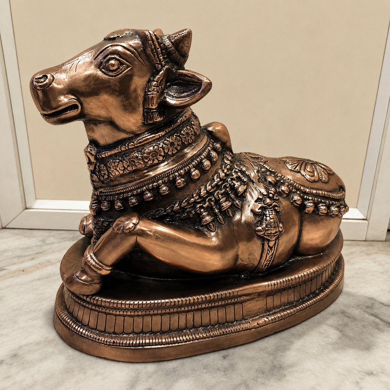 Antique Copper Nandi Statue