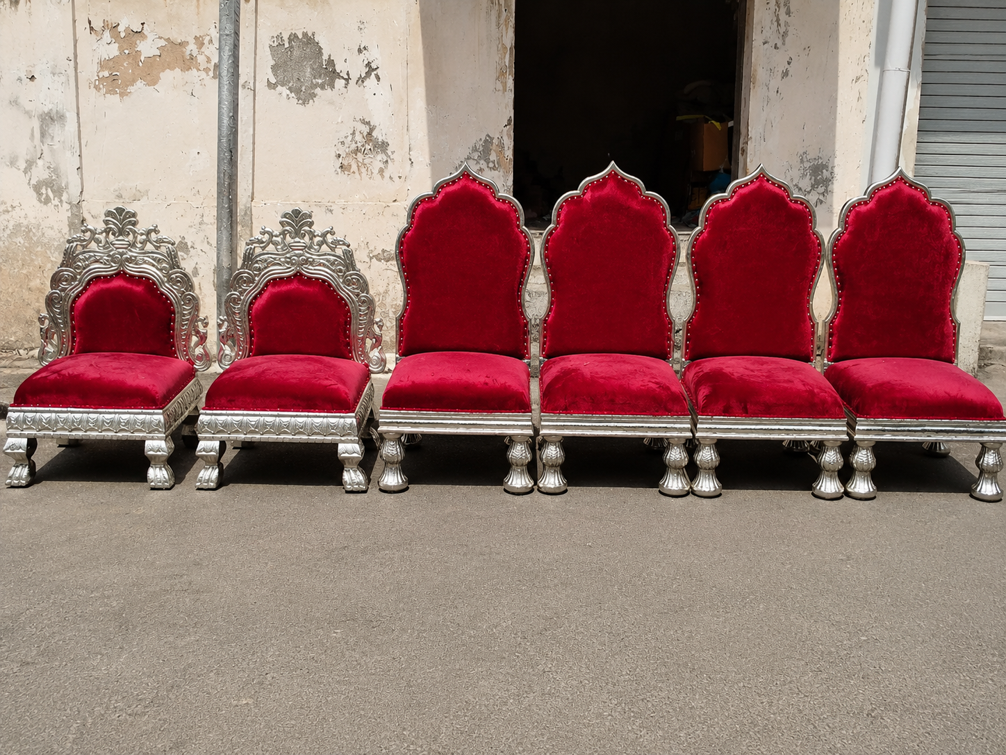 Royal Red &amp; Silver Wedding Chair Set