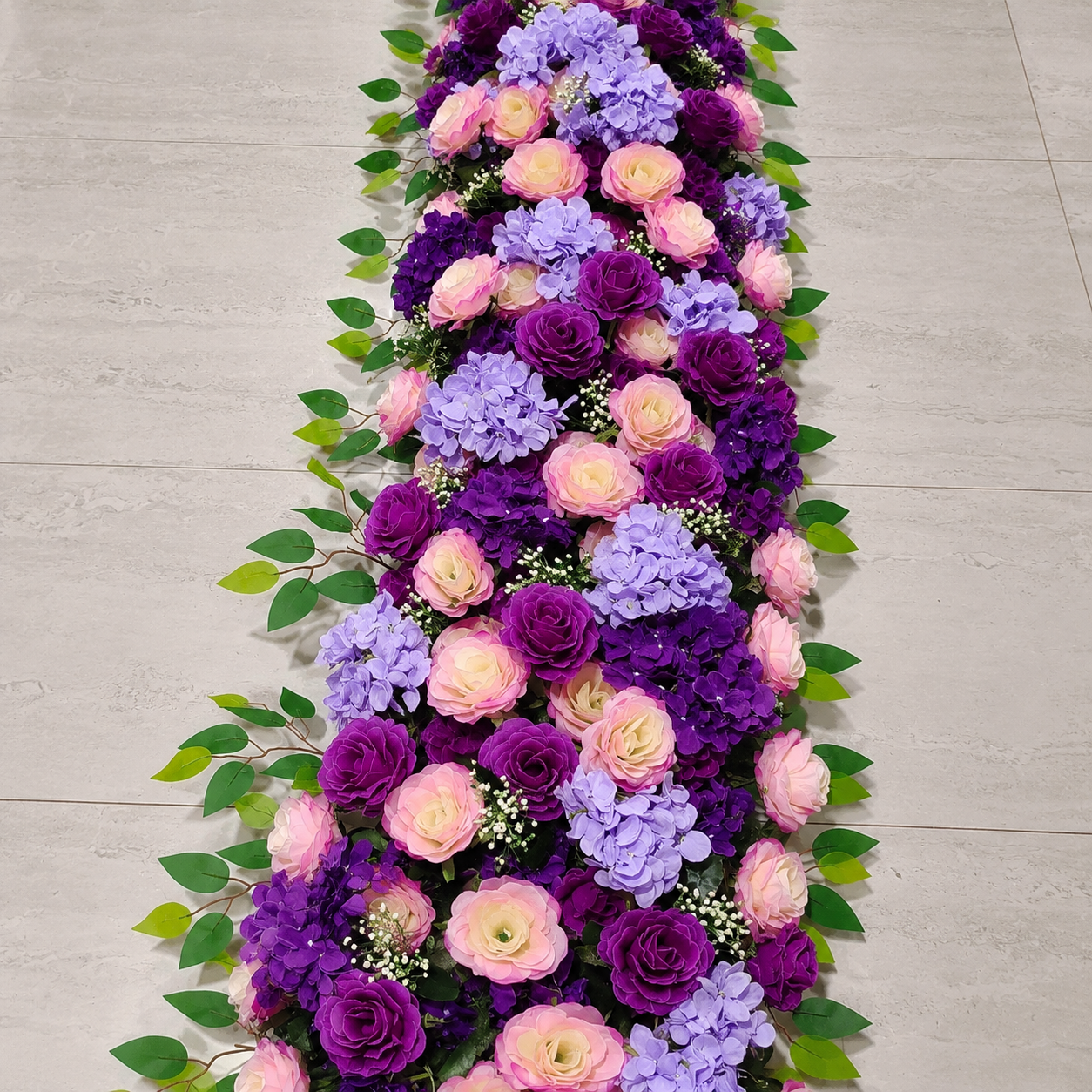 Purple Rose Floral Garland Runner