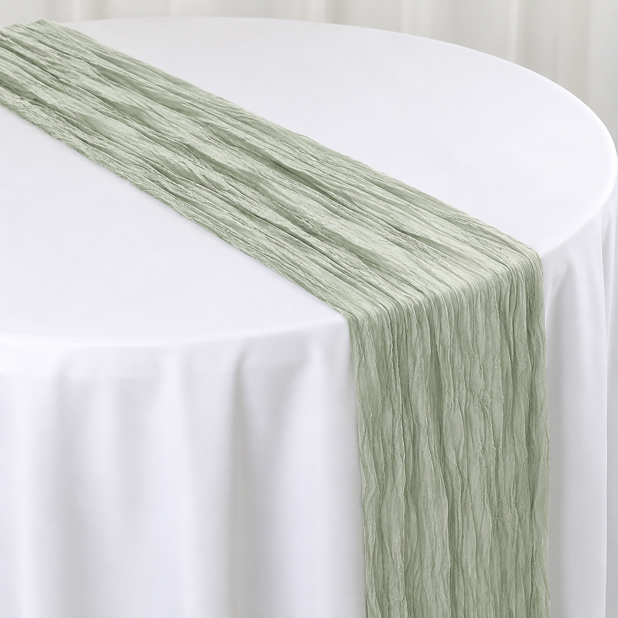 Sage Green Crinkle Table Runner