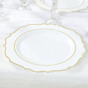 Elegant White Scalloped Dinner Plate
