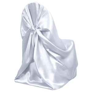 Universal White Satin Slipcover for Folding, Standard, and Banquet Chairs