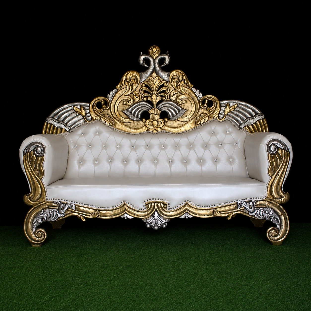 Royal White &amp;amp; Gold Wedding Sofa Set