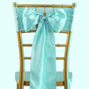 Turquoise Satin Chair Sash Bow Cover
