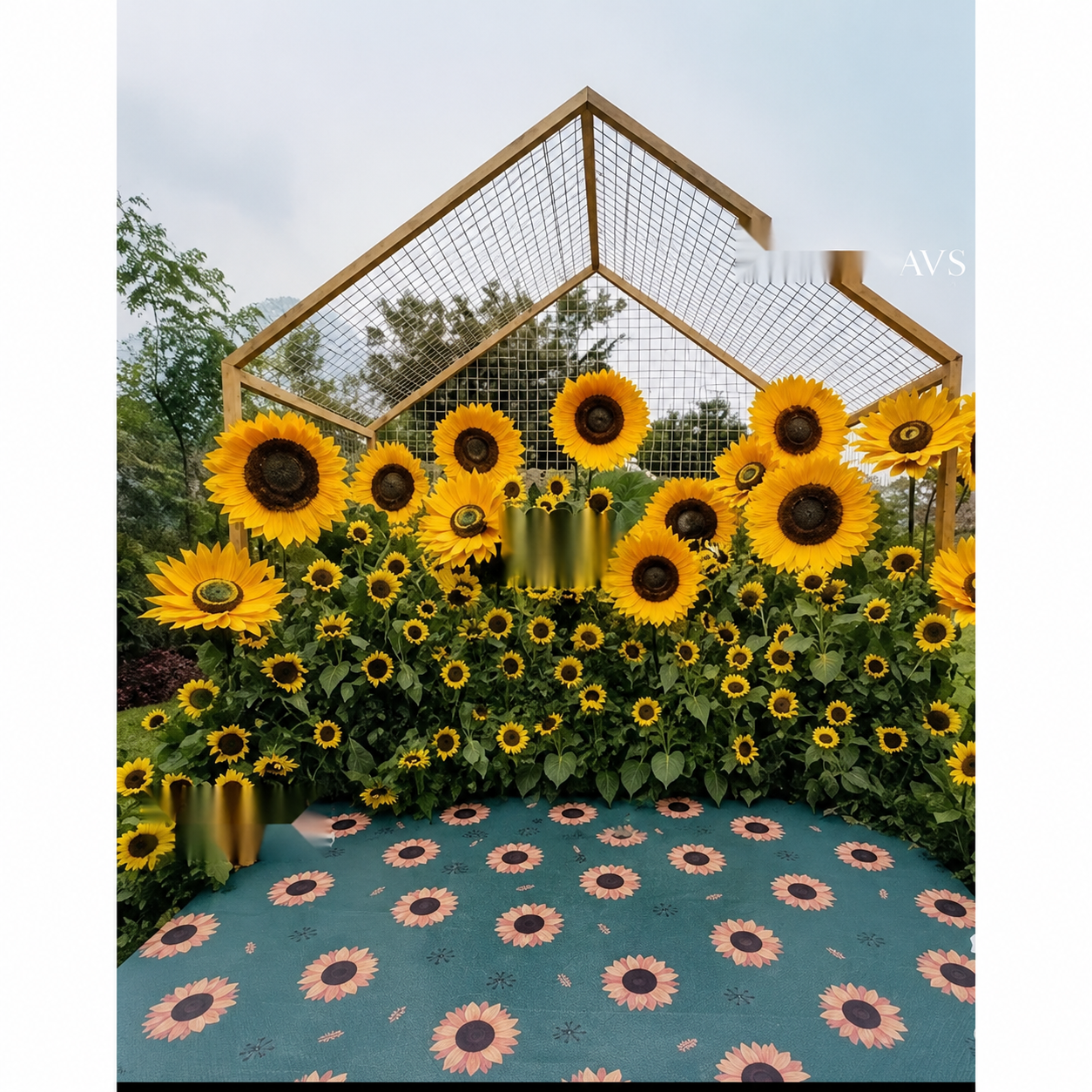 Sunflower Outdoor Haldi Stage Setup
