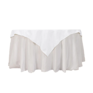 White Cotton Blend Square Table Overlay with Wrinkle-Resistant Finish