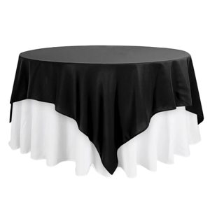 Black Polyester Table Topper, 90 x 132, Durable and Easy to Maintain
