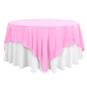 Wrinkle-Resistant Pink Square Tablecloth Overlay