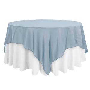Dusty Blue Polyester Table Topper Durable and Easy-Care Fabric