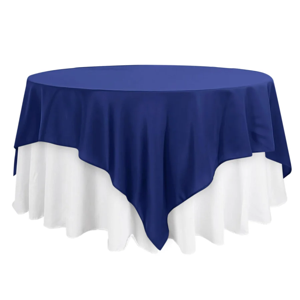 Wrinkle-Resistant Navy Blue Square Tablecloth Overlay