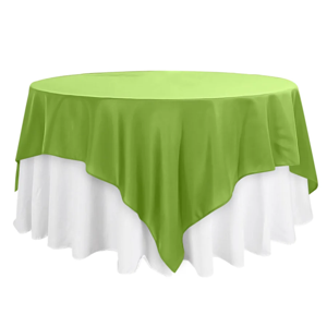 Wrinkle-Resistant Apple Green Square Tablecloth Overlay