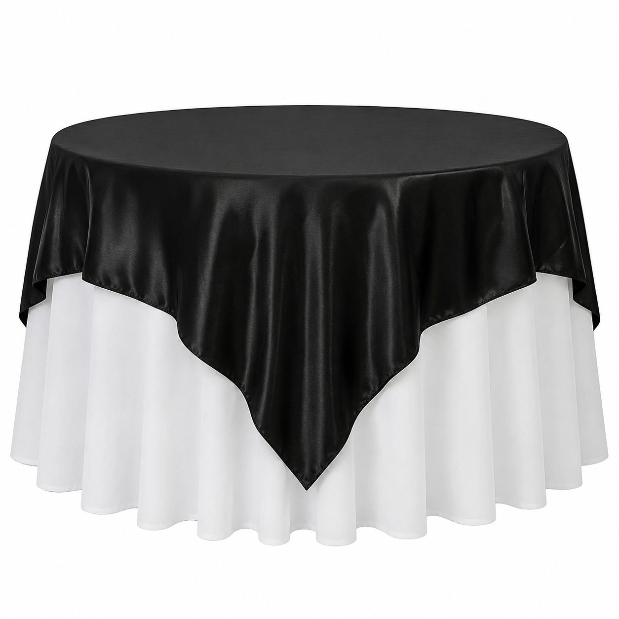 Black Satin Table Overlay Silky Smooth Square Table Cover