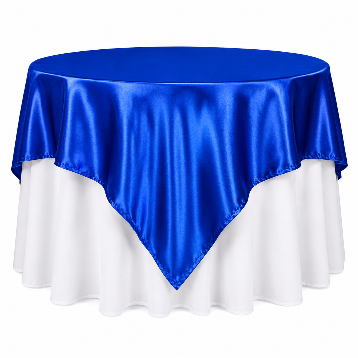Luxury Royal Blue Satin Table Overlay Square Tablecloth for Elegant Décor