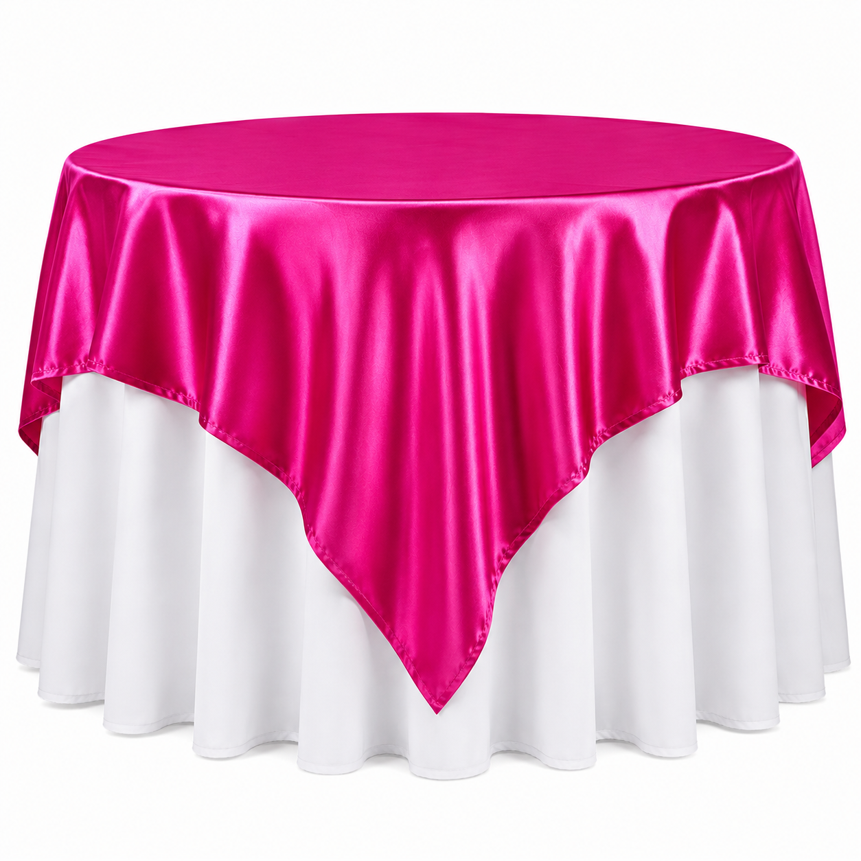 Fuchsia Satin Table Overlay Elegant Silky Square Table Cover