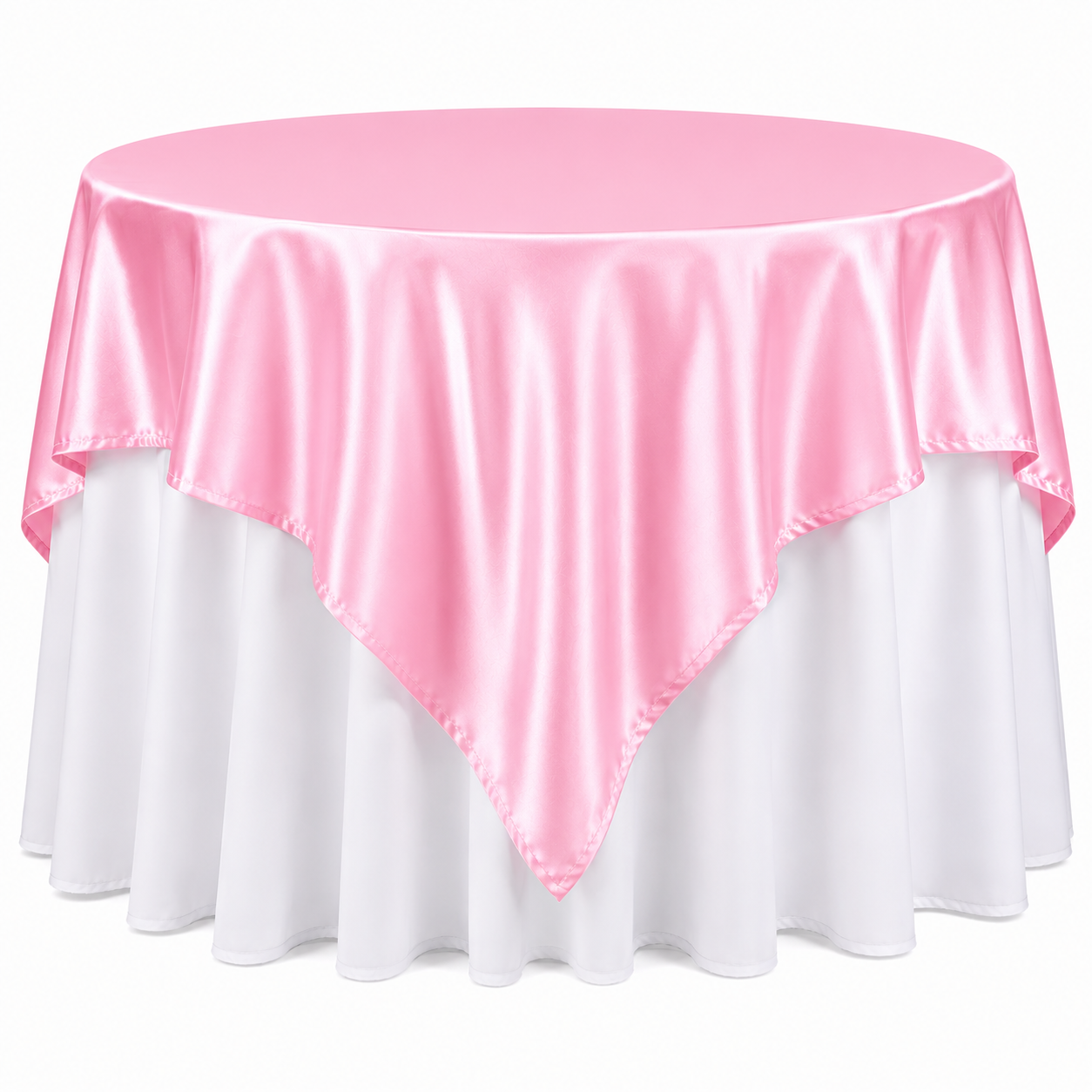 Baby Pink Satin Table Overlay Elegant Silky Square Table Cover