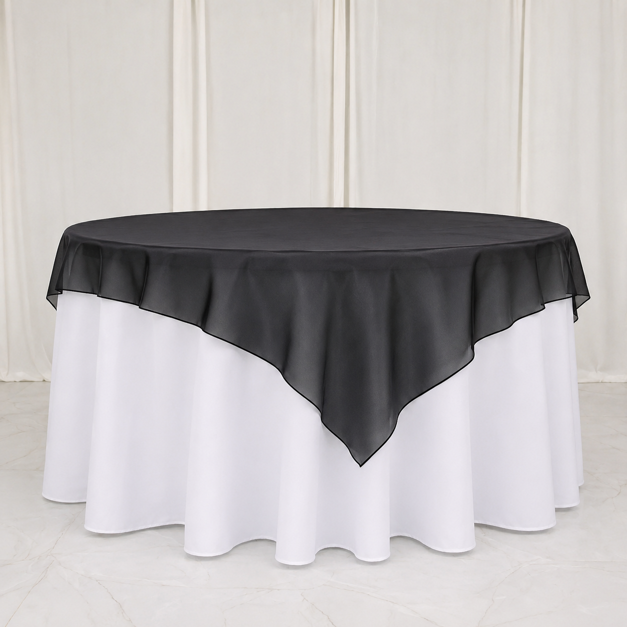 Premium Black Organza Table Cover Overlay