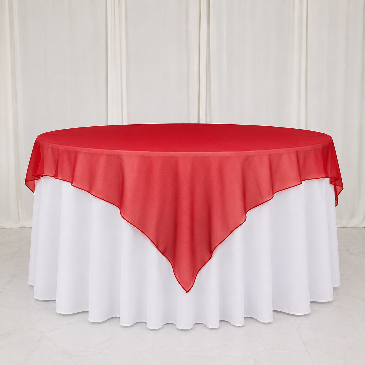 Premium Red Organza Table Cover Overlay