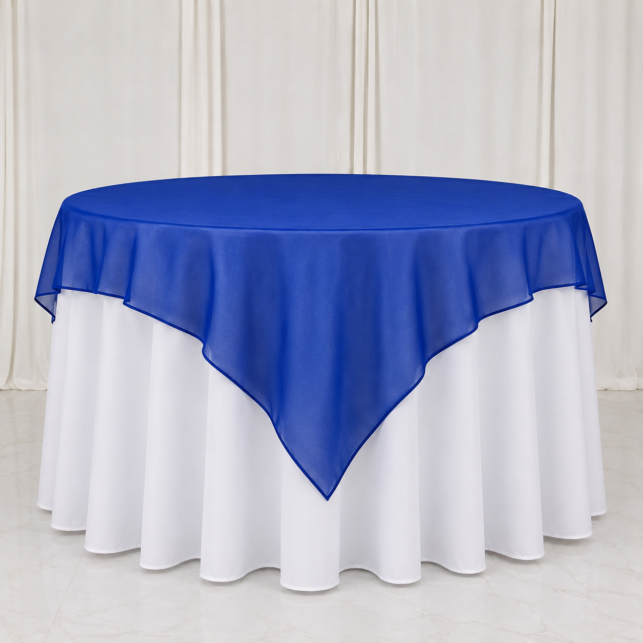 Royal Blue Organza Table Topper for Banquets and Special Occasions