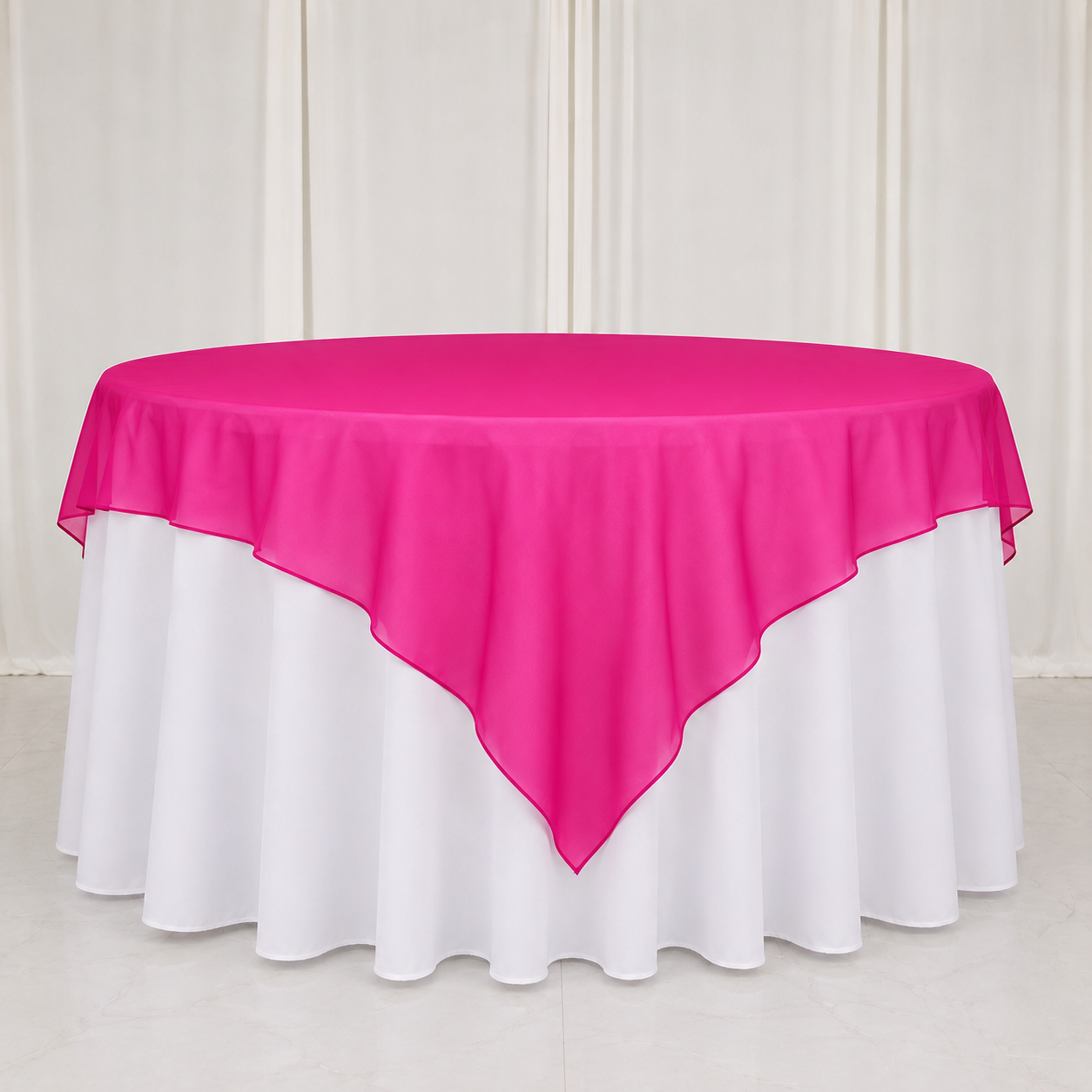 Premium Fuchsia Organza Table Cover Overlay