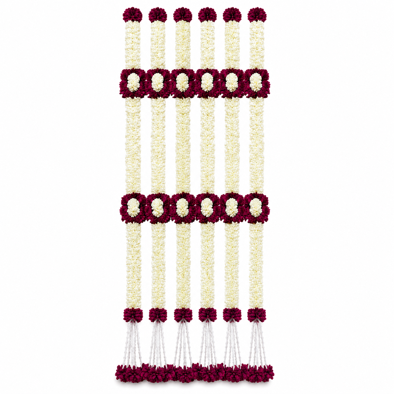 Artificial White and Burgundy Flower Hanging Garland Panel