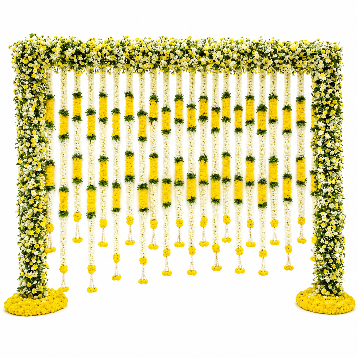 Artificial Marigold and Jasmine Floral Backdrop Frame