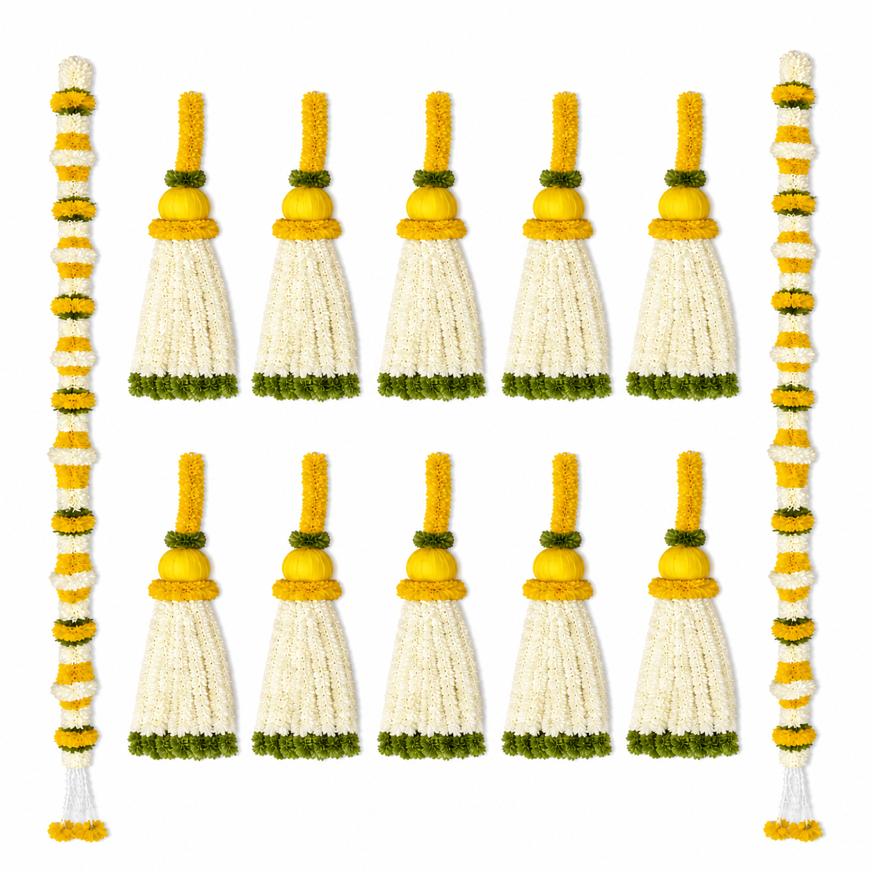 Artificial Jasmine Tassel Hanging Set with Floral Border Garlands