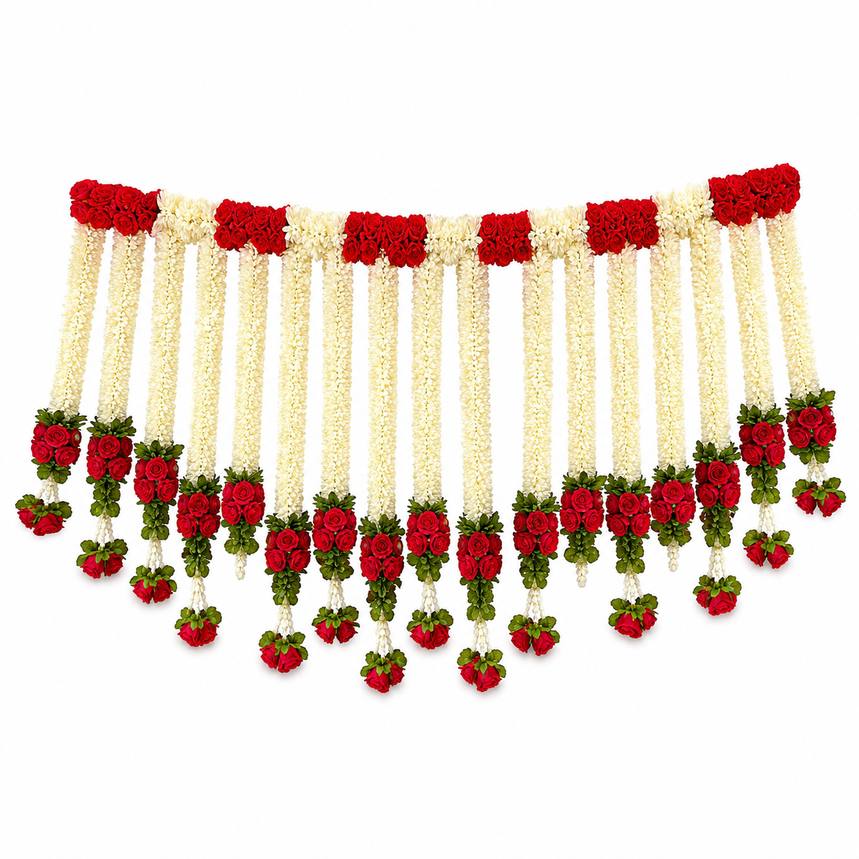 Red Rose and White Jasmine Wedding Door Toran