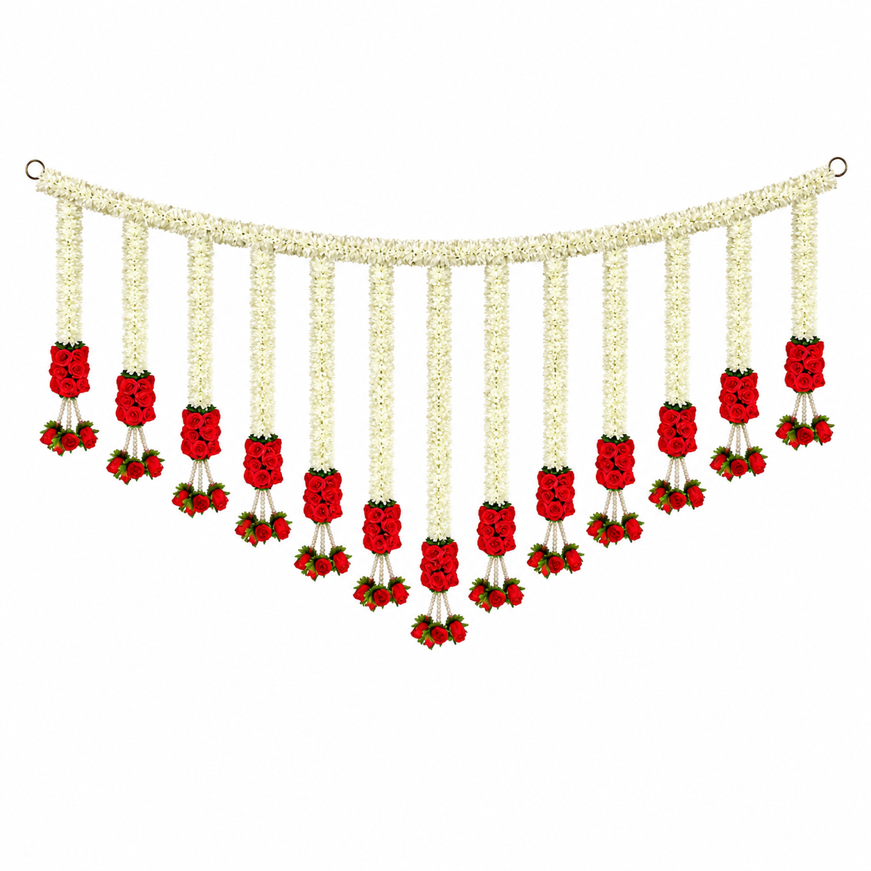 White Jasmine and Red Rose Hanging Door Toran