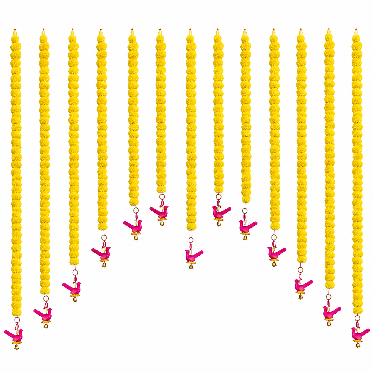 Artificial Marigold Hanging Garland with Bird Bells