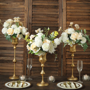 13, 16, 19 Trumpet Flower Vase Centerpieces Metallic Gold