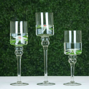 12, 14, 16 Glass Cylinder Vases Long Stem Clear - Candle Holder Floral Centerpieces
