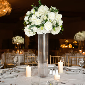 28 Ribbed Cylinder Glass Vase-Flower Vases for Table Centerpieces