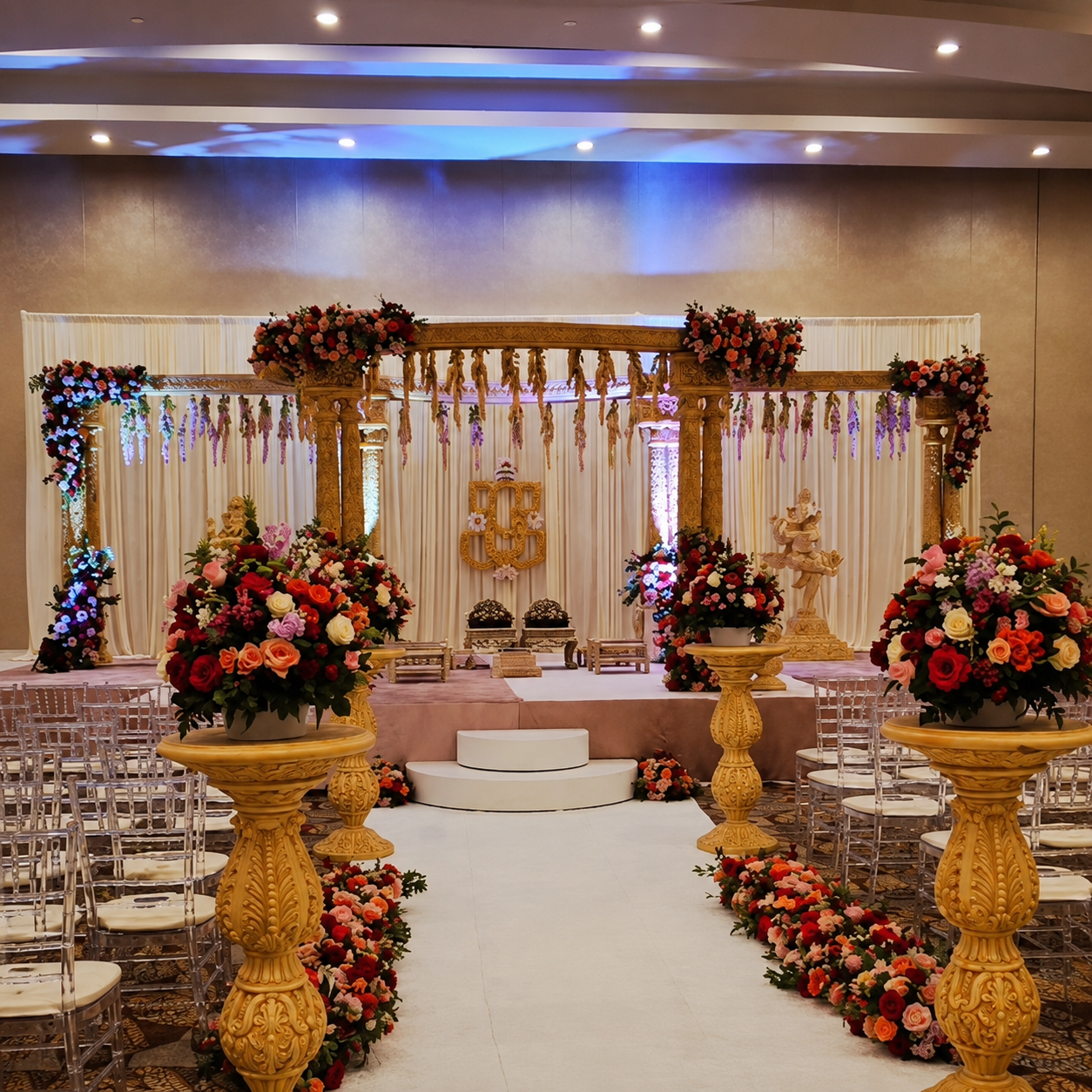 Luxury Floral Wedding Mandap Stage Decor