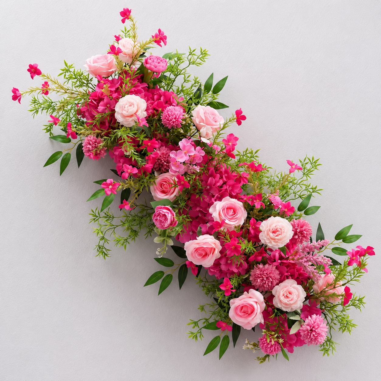 Artificial Pink Rose Floral Swag Arrangement