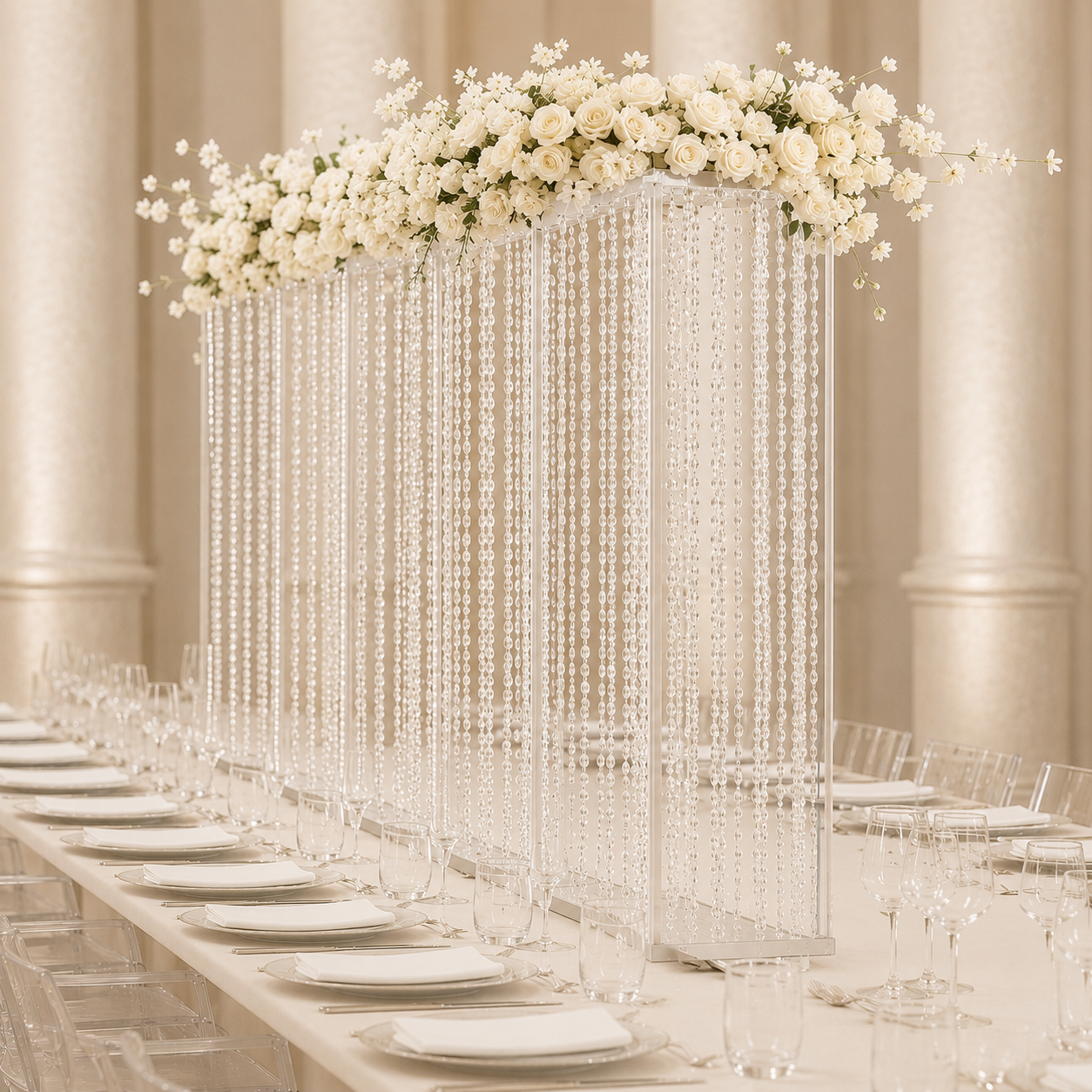 Acrylic Crystal Beads Clear - Durable Flower Pedestal for Table or Floor