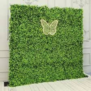 Artificial Green Grass Wall Panel with Butterfly Decor