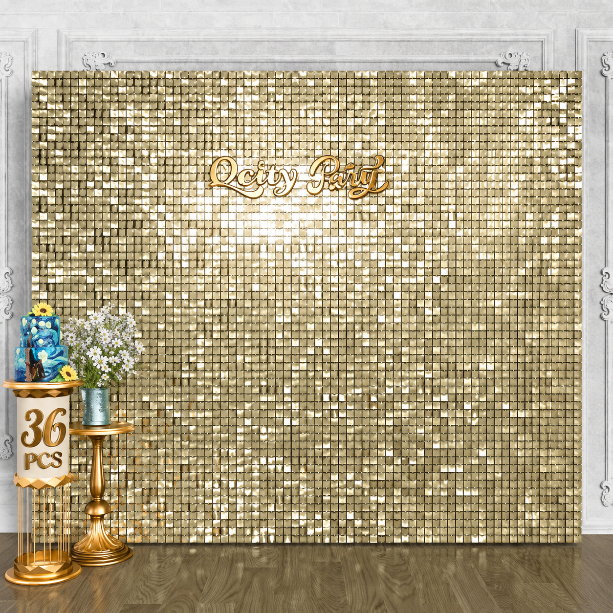 Gold Sequin Shimmer Wall Backdrop Panel