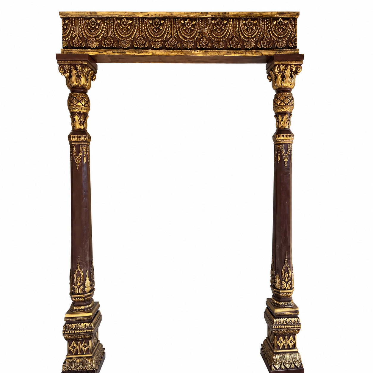Traditional Decorative Wooden Mandap Frame / Carved Entrance Pillar Arch