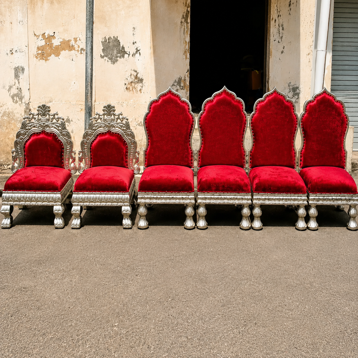 Royal Red &amp;amp; Silver Wedding Chair Set