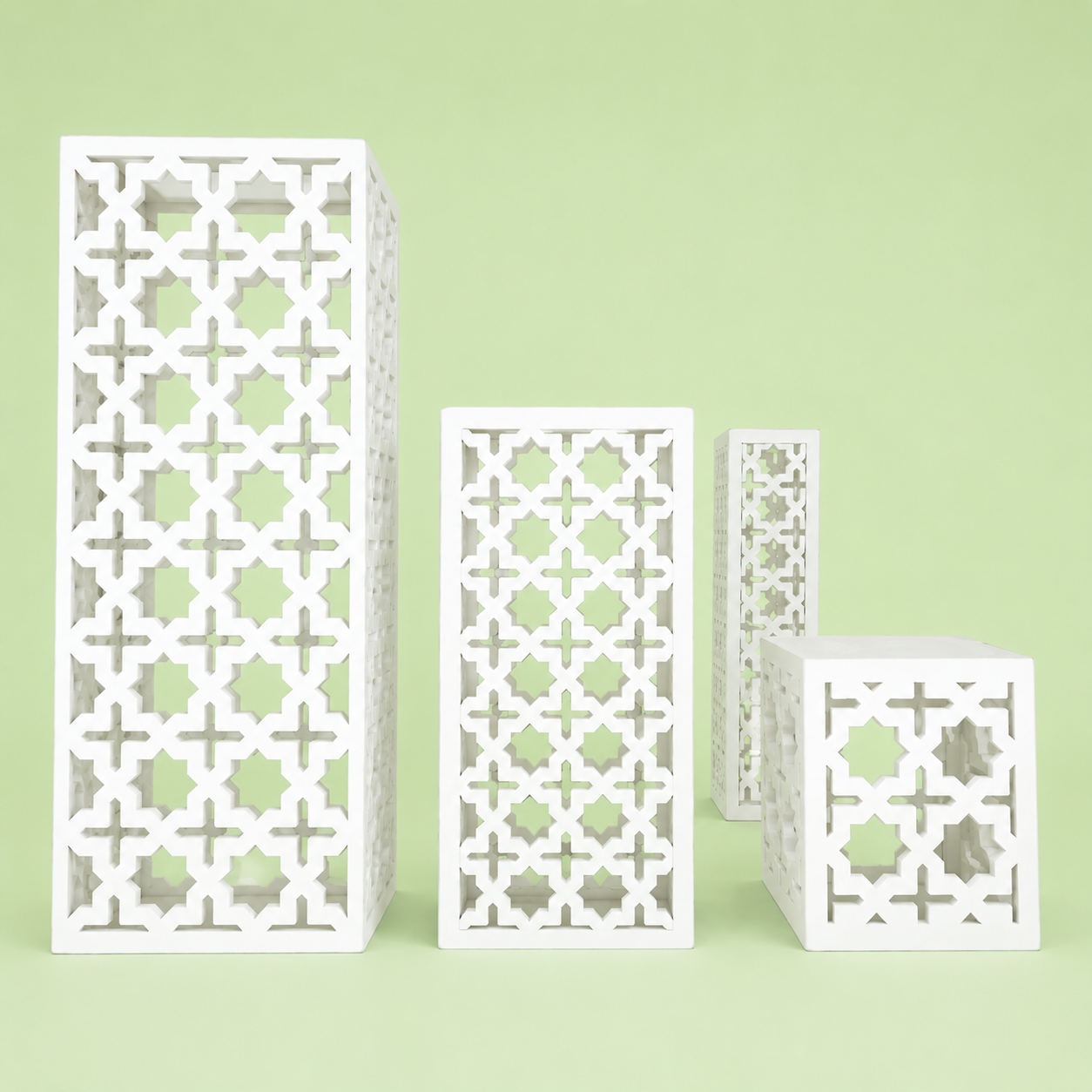 Moroccan Cutwork Pedestal Display Stands Set